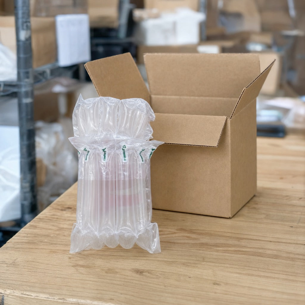 Air Column Bag 23 x 18 cm - 12 Pieces in use on a packing bench