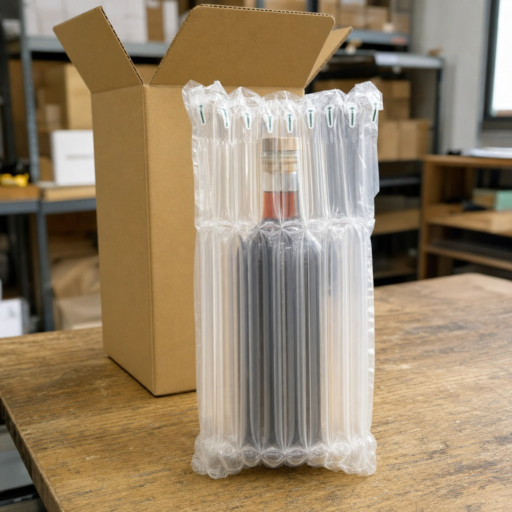 Air Column Bag 28 x 35 cm - 12 Pieces in use on a packing bench